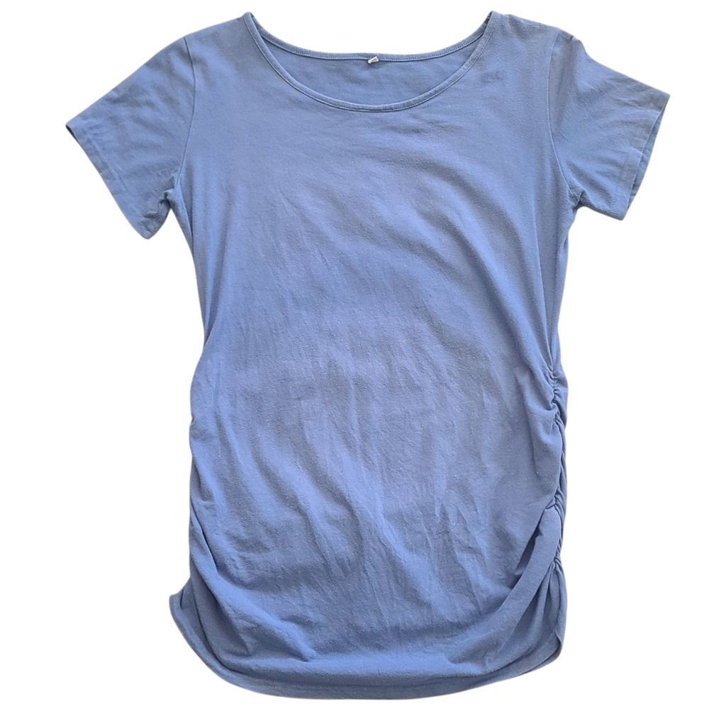 Maternity Stylish Blue T-Shirt With Stretch Ruffled Sides